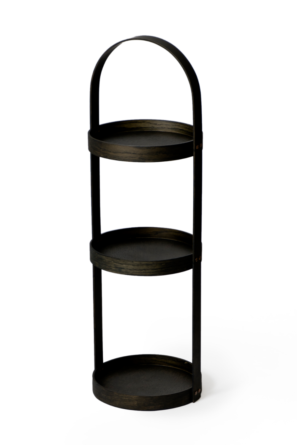 3 Tray Round Oak Storage Caddy | Wireworks Mezza | Oroa.com