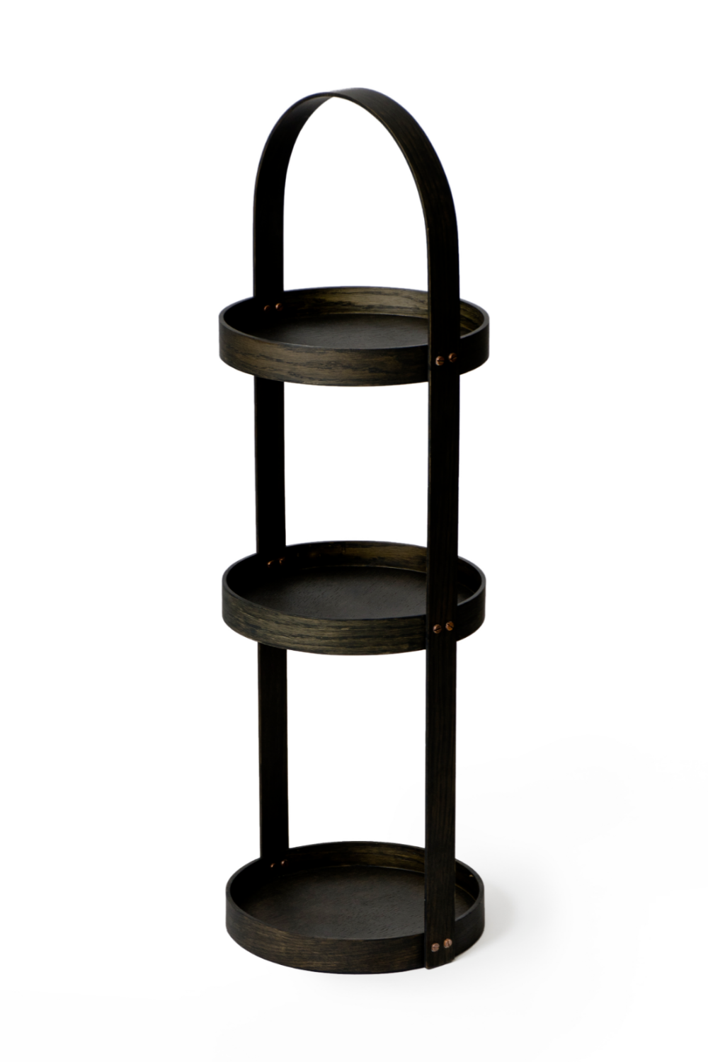 3 Tray Round Oak Storage Caddy | Wireworks Mezza | Oroa.com