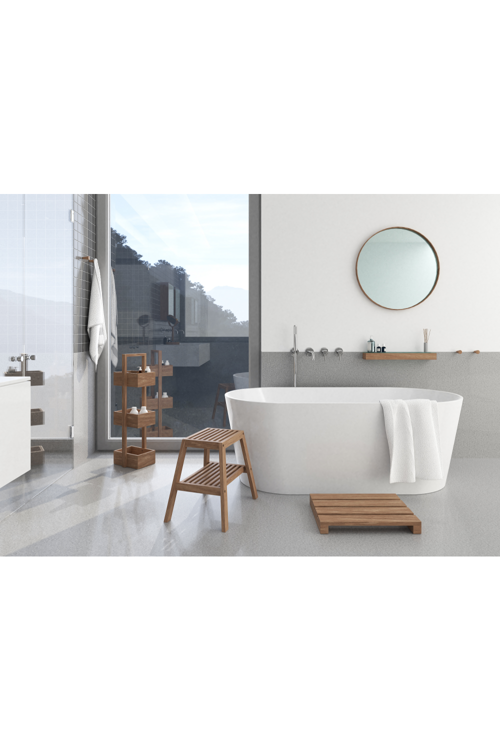 2-Level Oak Step Stool | Wireworks Slatted | Oroa.com