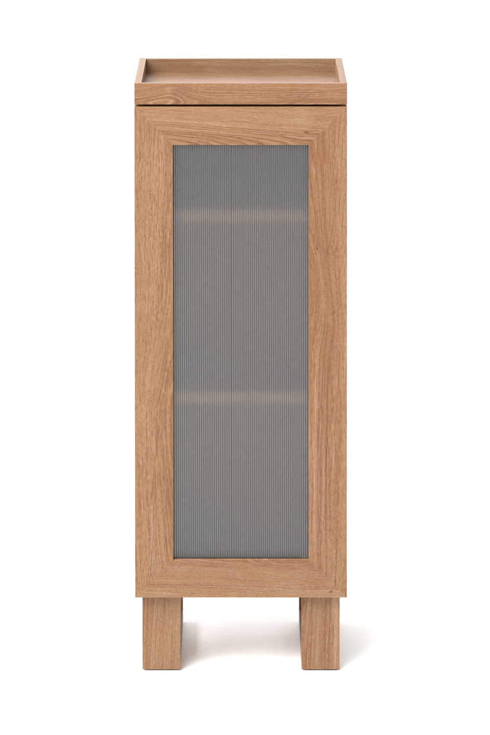 Oak Bathroom Cabinet with Ribbed Glass | Wireworks Tallboy Mezza | Oroa.com