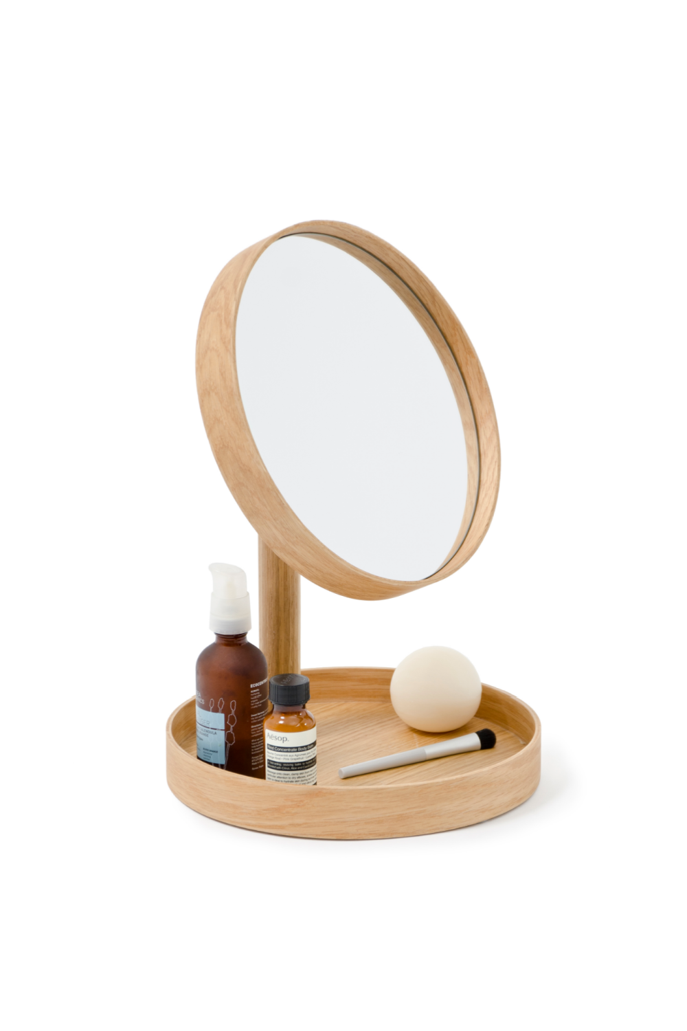 Oak Magnifying Vanity Mirror with Storage Tray | Wireworks Look | Oroa.com