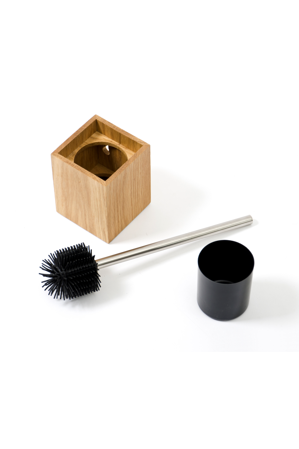 Oak Square Toilet Brush Holder Set | Wireworks Cosmos | Oroa.com
