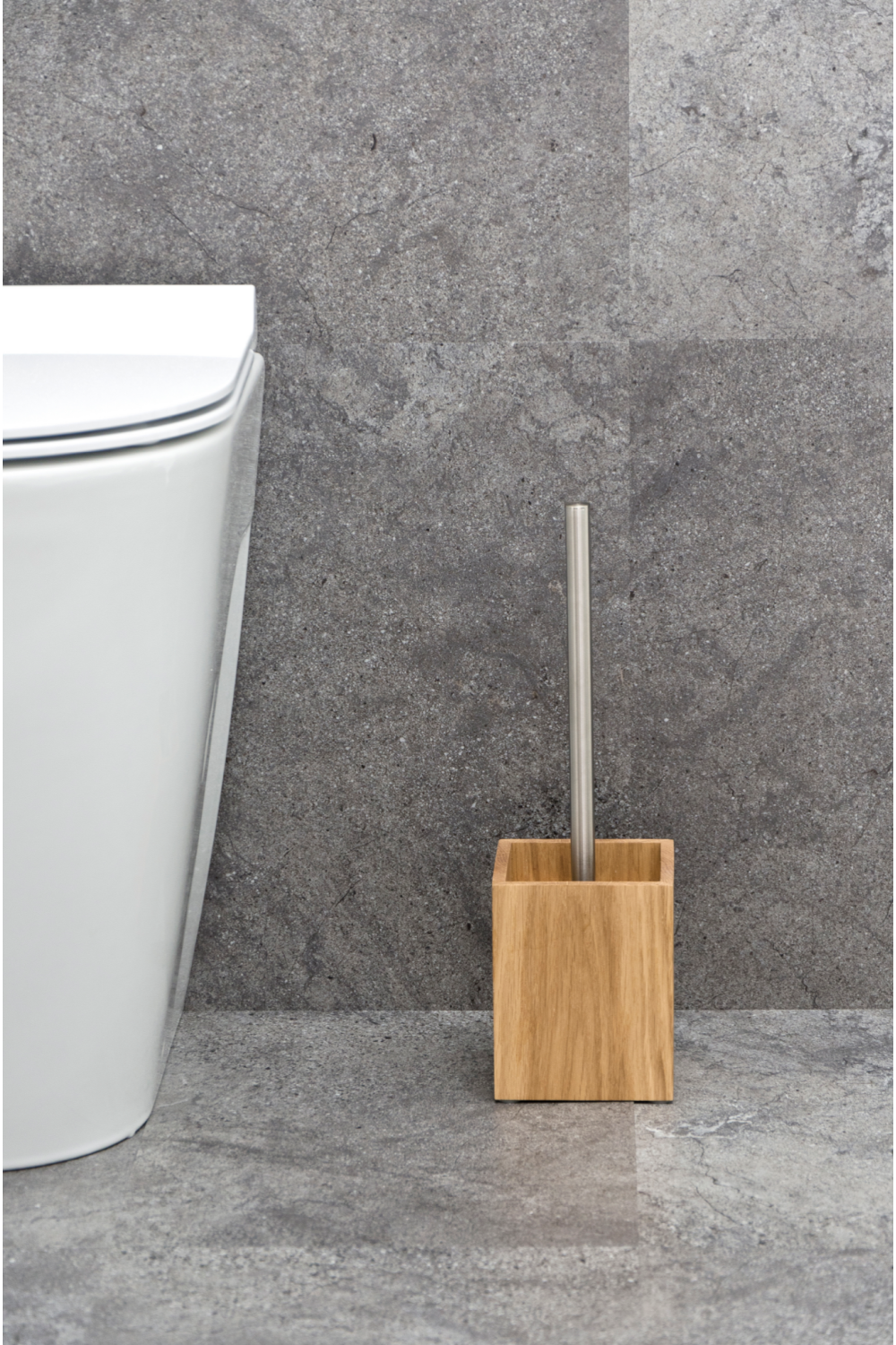 Oak Square Toilet Brush Holder Set | Wireworks Cosmos | Oroa.com