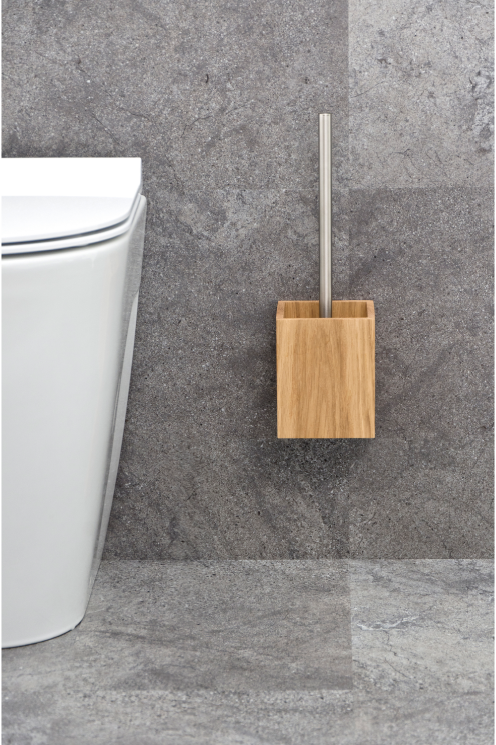 Oak Square Toilet Brush Holder Set | Wireworks Cosmos | Oroa.com