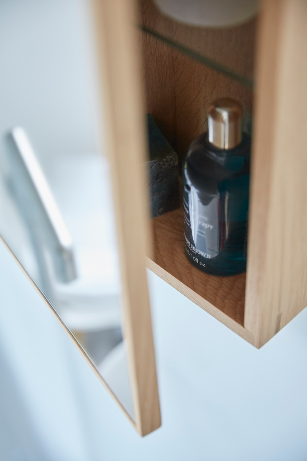 Oak Bathroom Cabinet with Mirror | Wireworks Slimline | Oroa.com