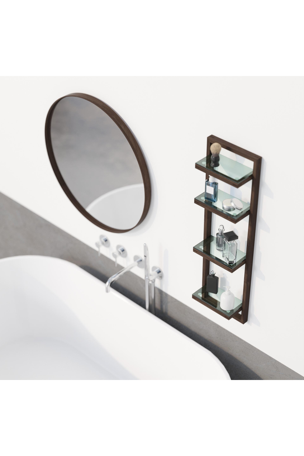 Walnut Bathroom Wall Shelf | Wireworks Zone | Oroa.com