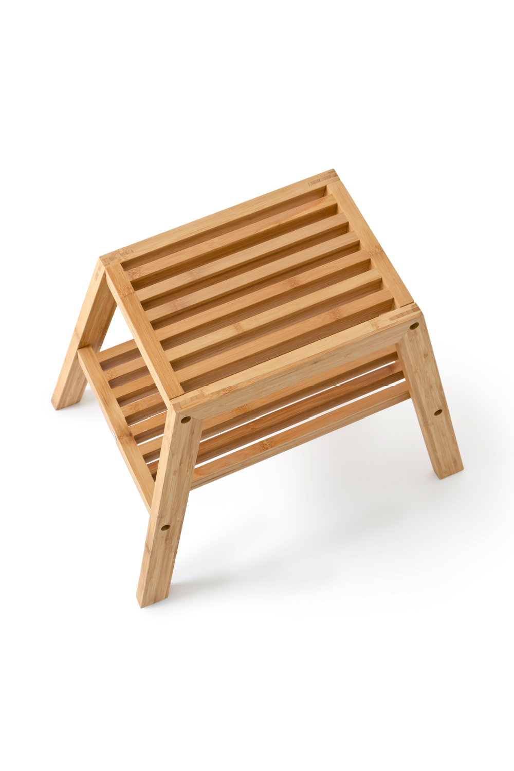 2-Level Bamboo Step Stool | Wireworks Slatted | Oroa.com