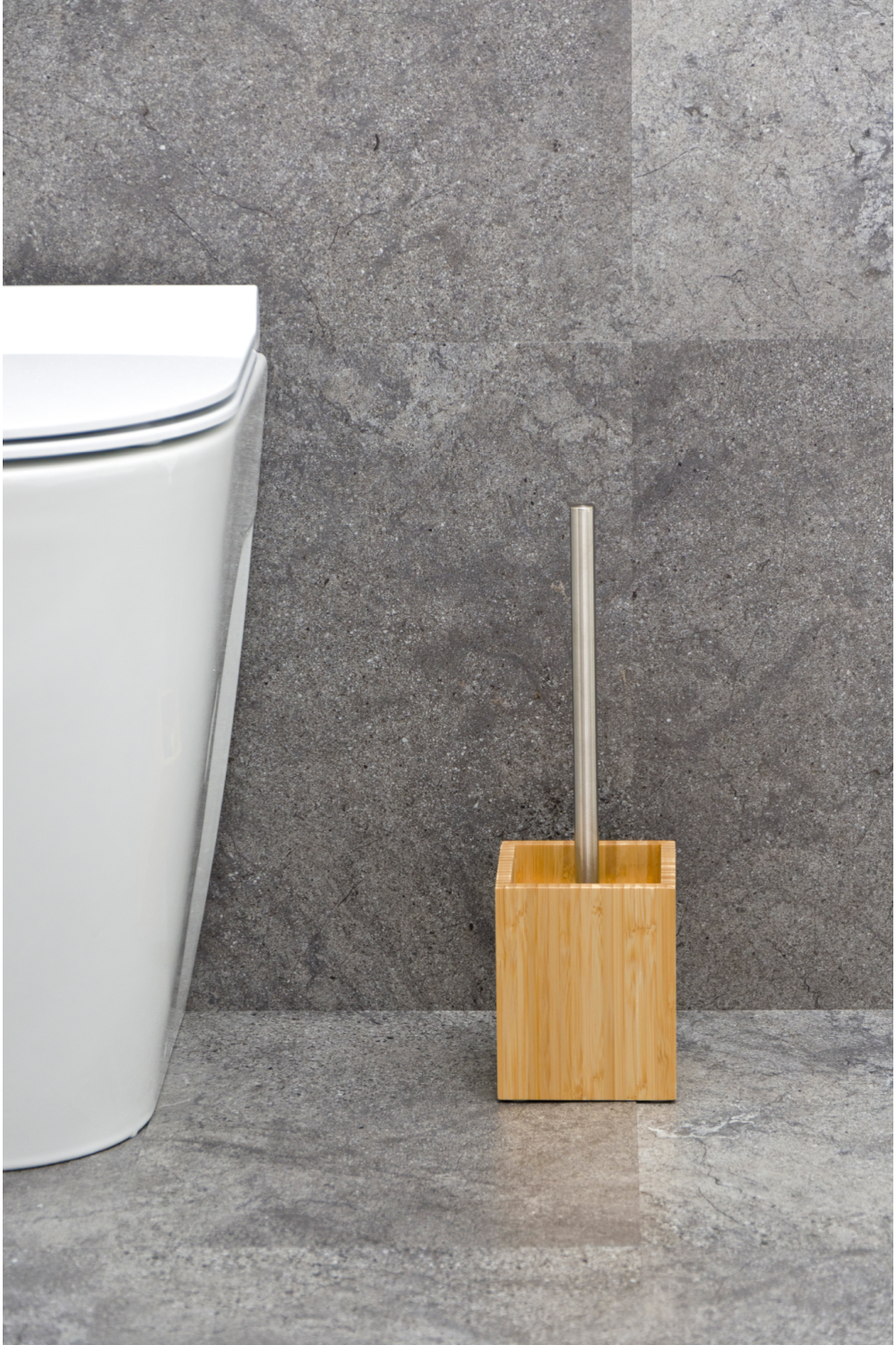 Bamboo Square Toilet Brush Holder Set | Wireworks Cosmos | Oroa.com