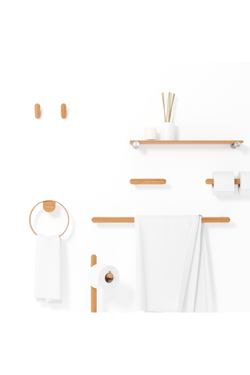 Wooden Minimalist Roll Holder | Wireworks Yoku | Oroa.com