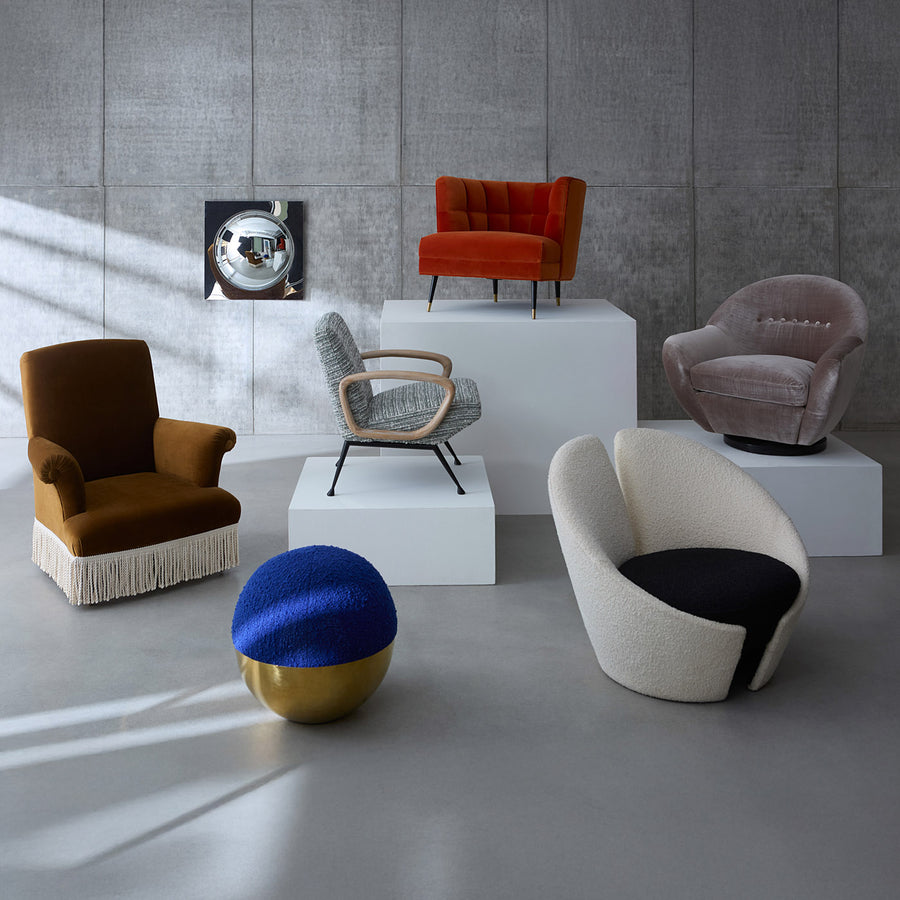 Honed Brass Round Tuffet | Jonathan Adler Alphaville | Oroa.com