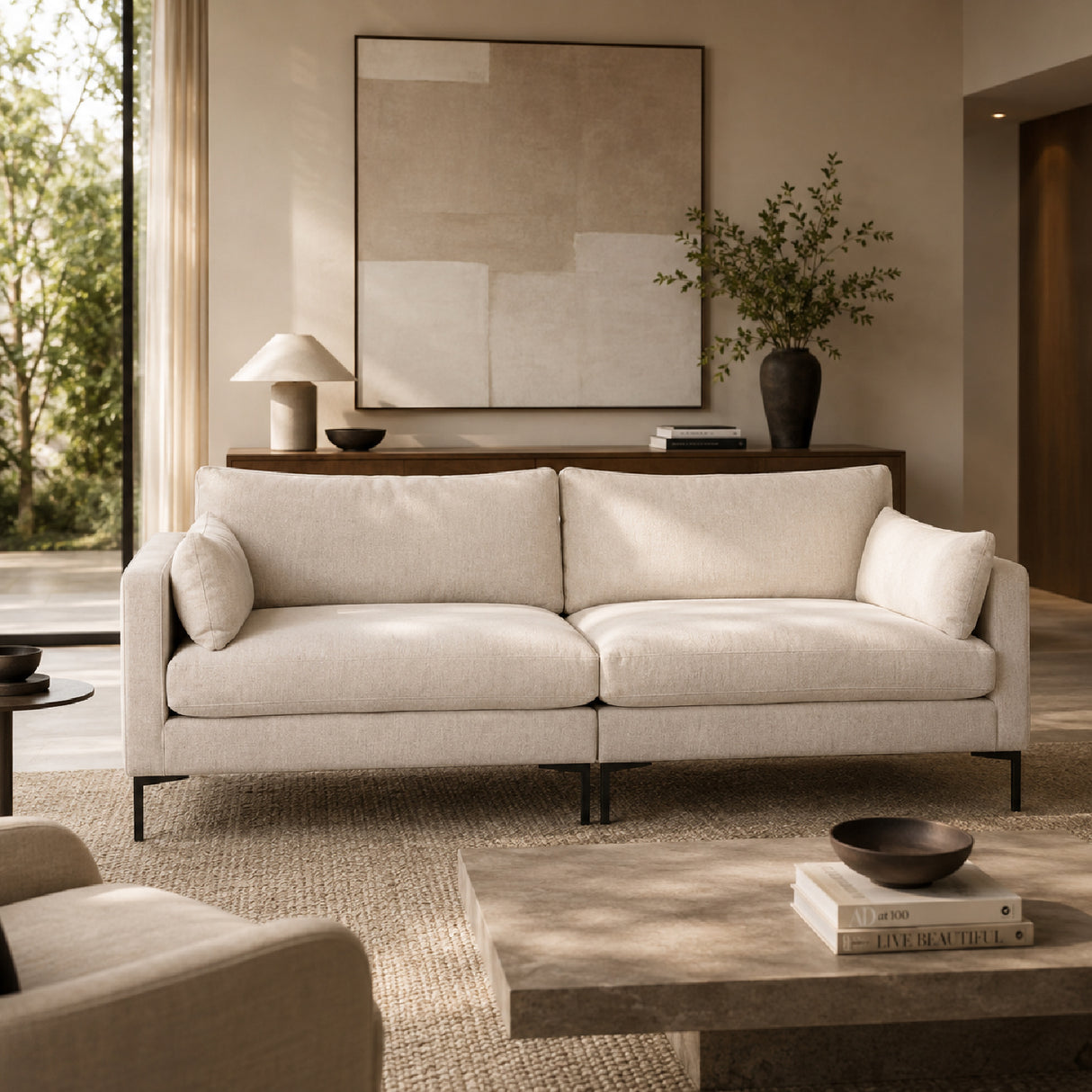 Beige Fabric Sofa | Oroa.com