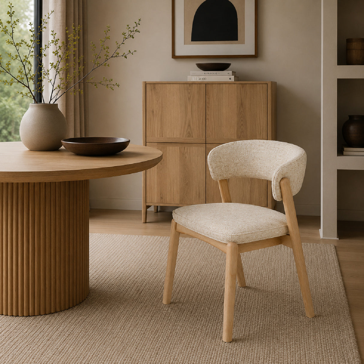 Modern European furniture - Oak Framed Dining Chairs (2) - www.oroa.com | Oroa.com