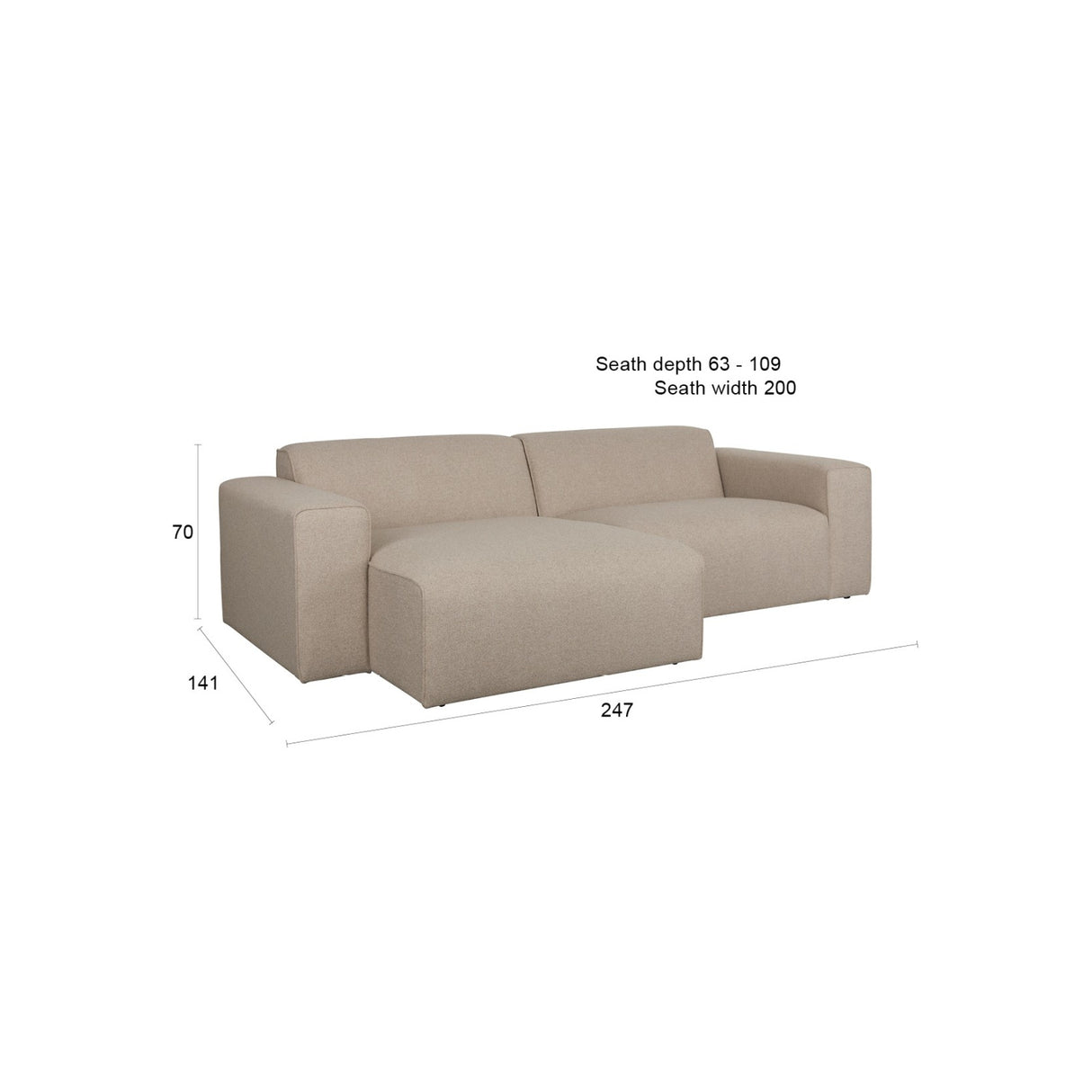 Modern European furniture - Beige 3-Seater Sofa - www.oroa.com | Oroa.com