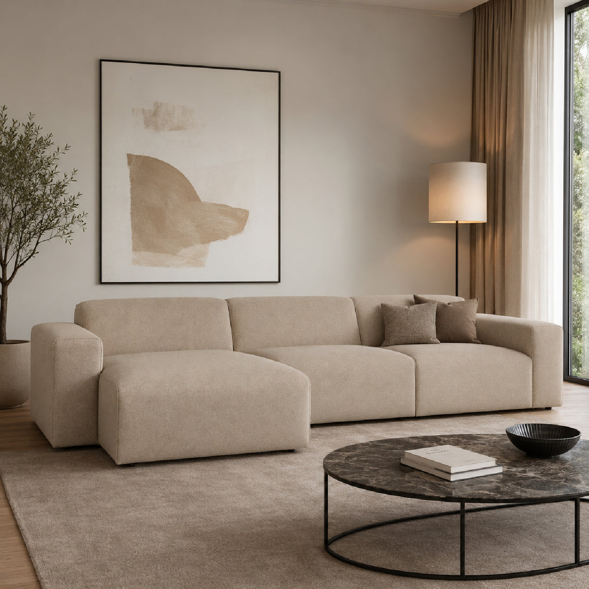 Modern European furniture - Beige 4-Seater Sofa - www.oroa.com | Oroa.com