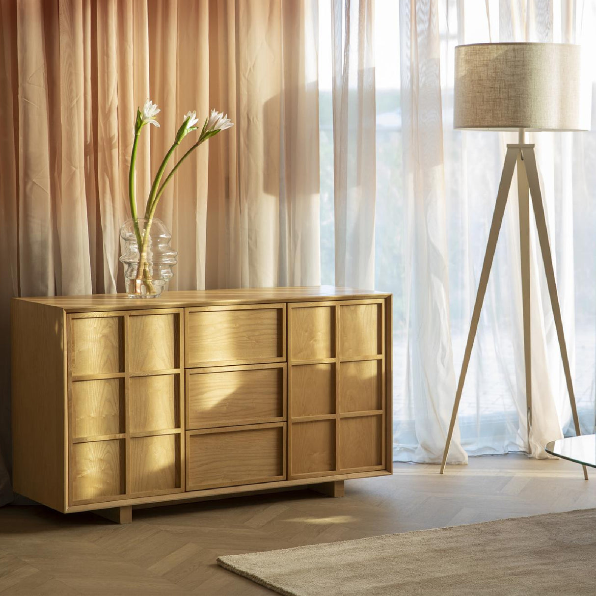 Solid Ash Japandi Cabinet | Oroa.com