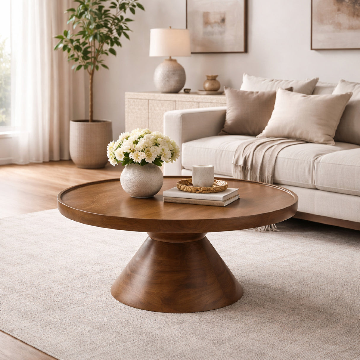 Modern European furniture - Acacia Wood Round Coffee Table - www.oroa.com | Oroa.com