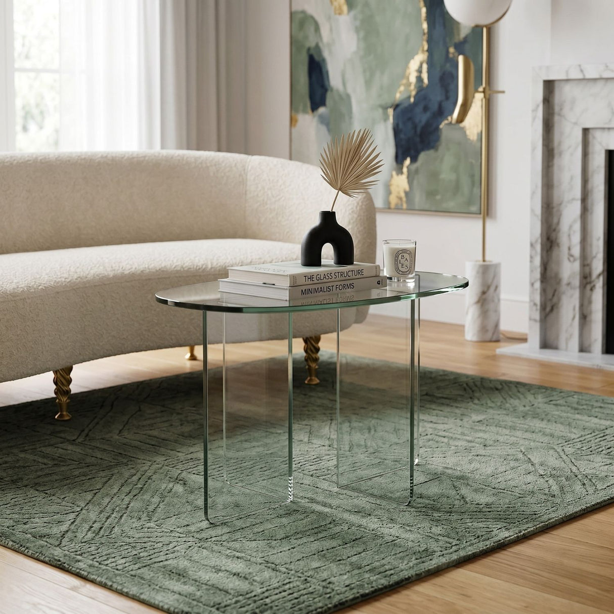 Modern European furniture - Glass Cross-Leg Side Table - www.oroa.com | Oroa.com