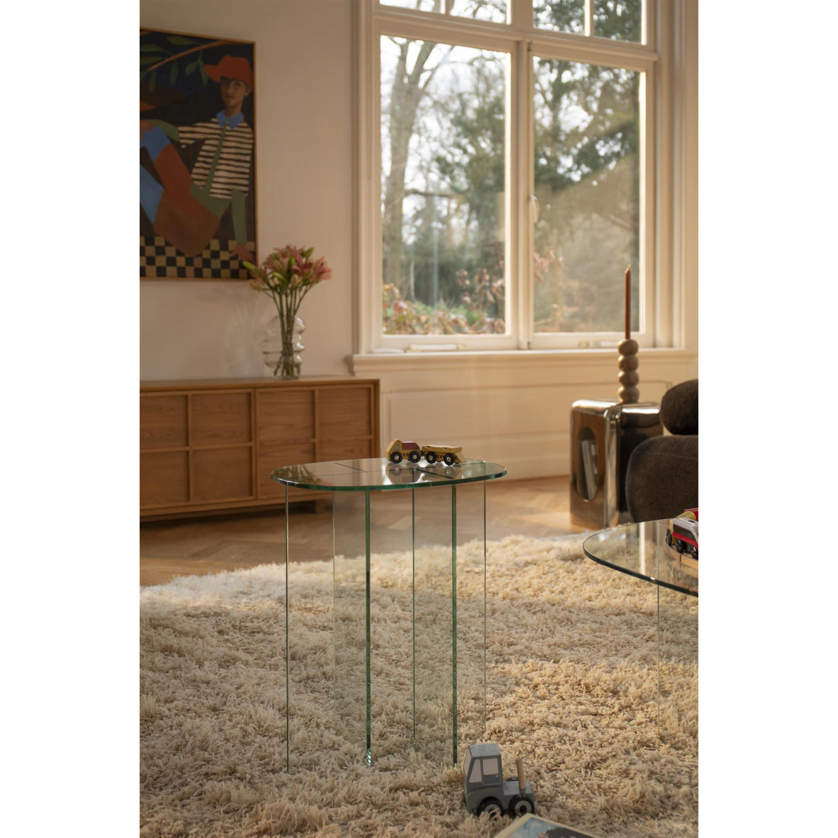 Modern European furniture - Glass Cross-Leg Side Table - www.oroa.com | Oroa.com