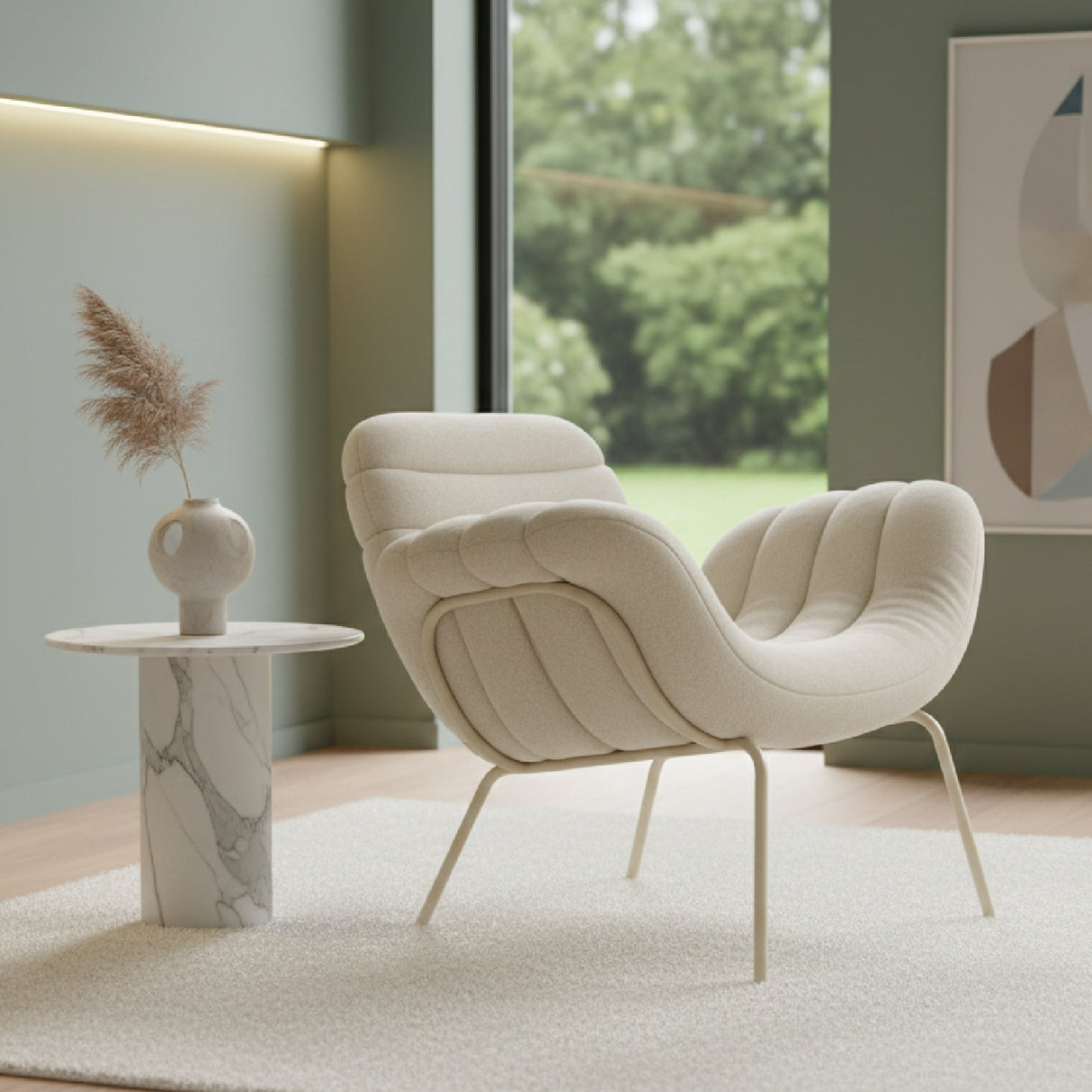 Curved Seat Channeled Lounge Chair | Oroa.com
