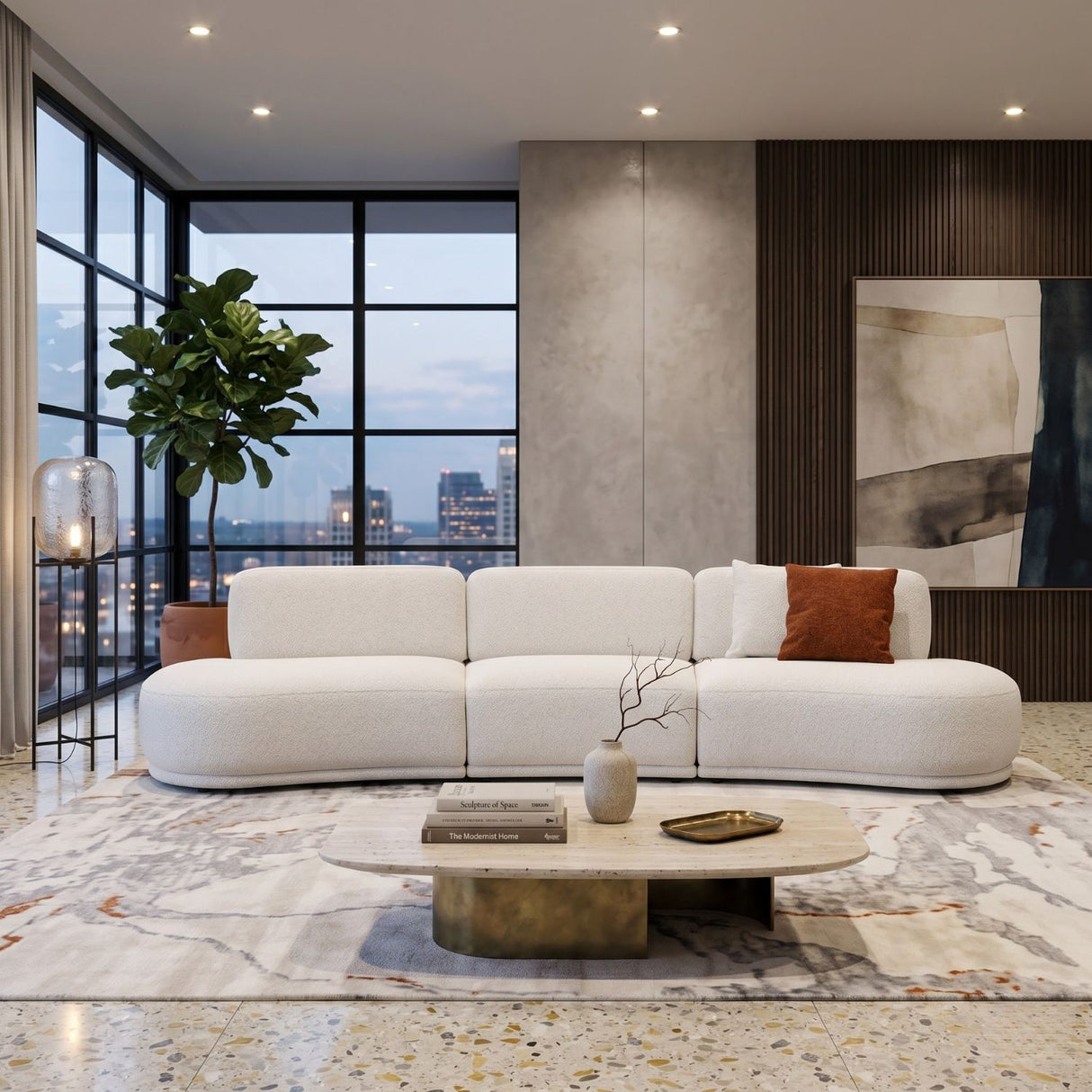 Modern European furniture - White 4,5-Seater Sofa - www.oroa.com | Oroa.com