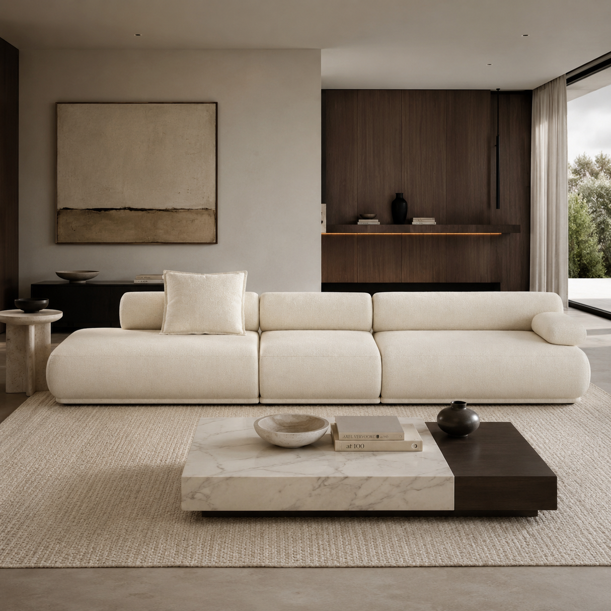 Modern European furniture - 4-Seater Ribbed Fabric Right Sofa - www.oroa.com | Oroa.com