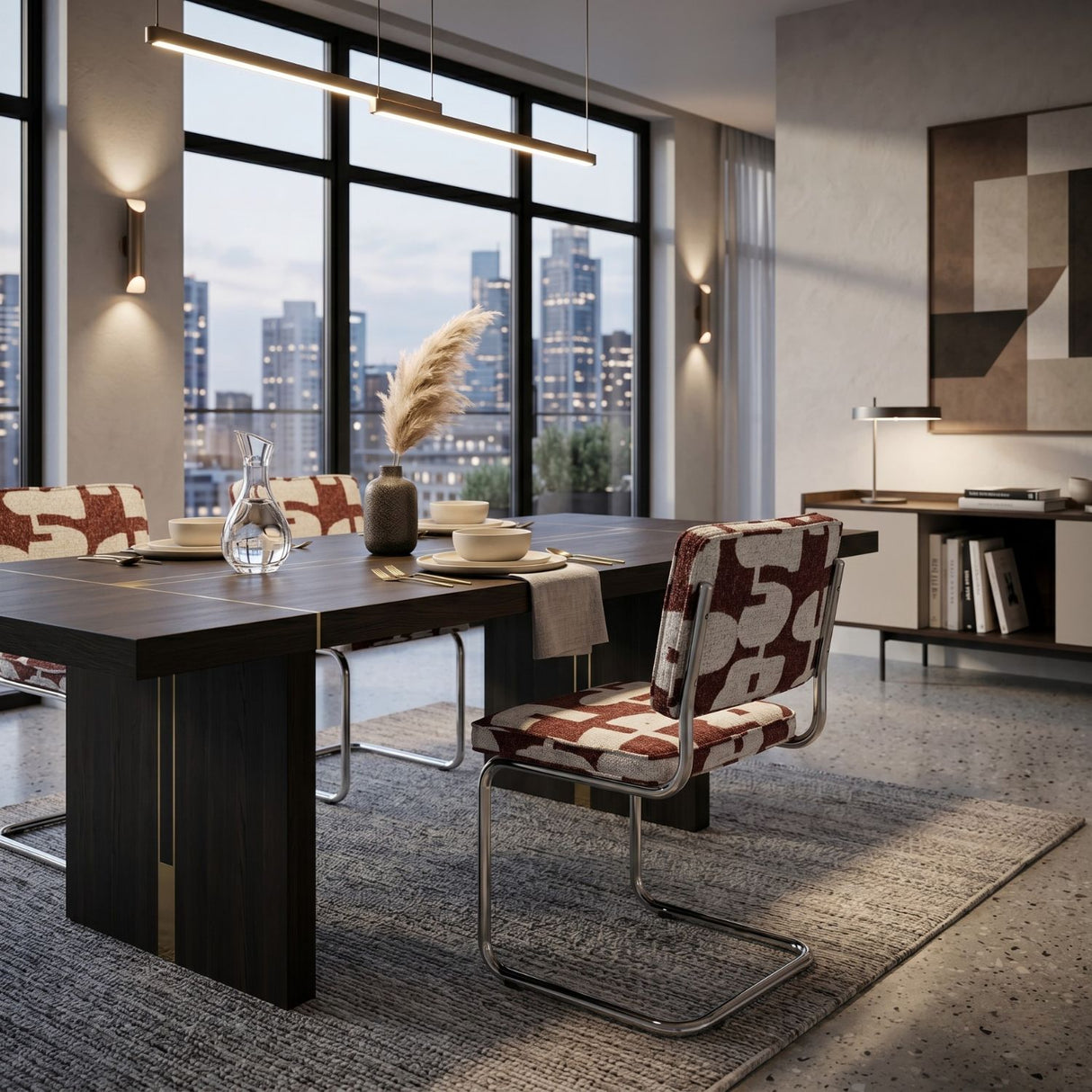 Modern European furniture - Retro Patterned Cantilevered Dining Chairs (2) - www.oroa.com | Oroa.com