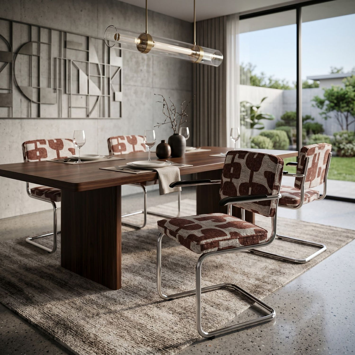 Modern furniture - Retro Patterned Cantilevered Dining Armchairs (2) - www.oroa.com | Oroa.com