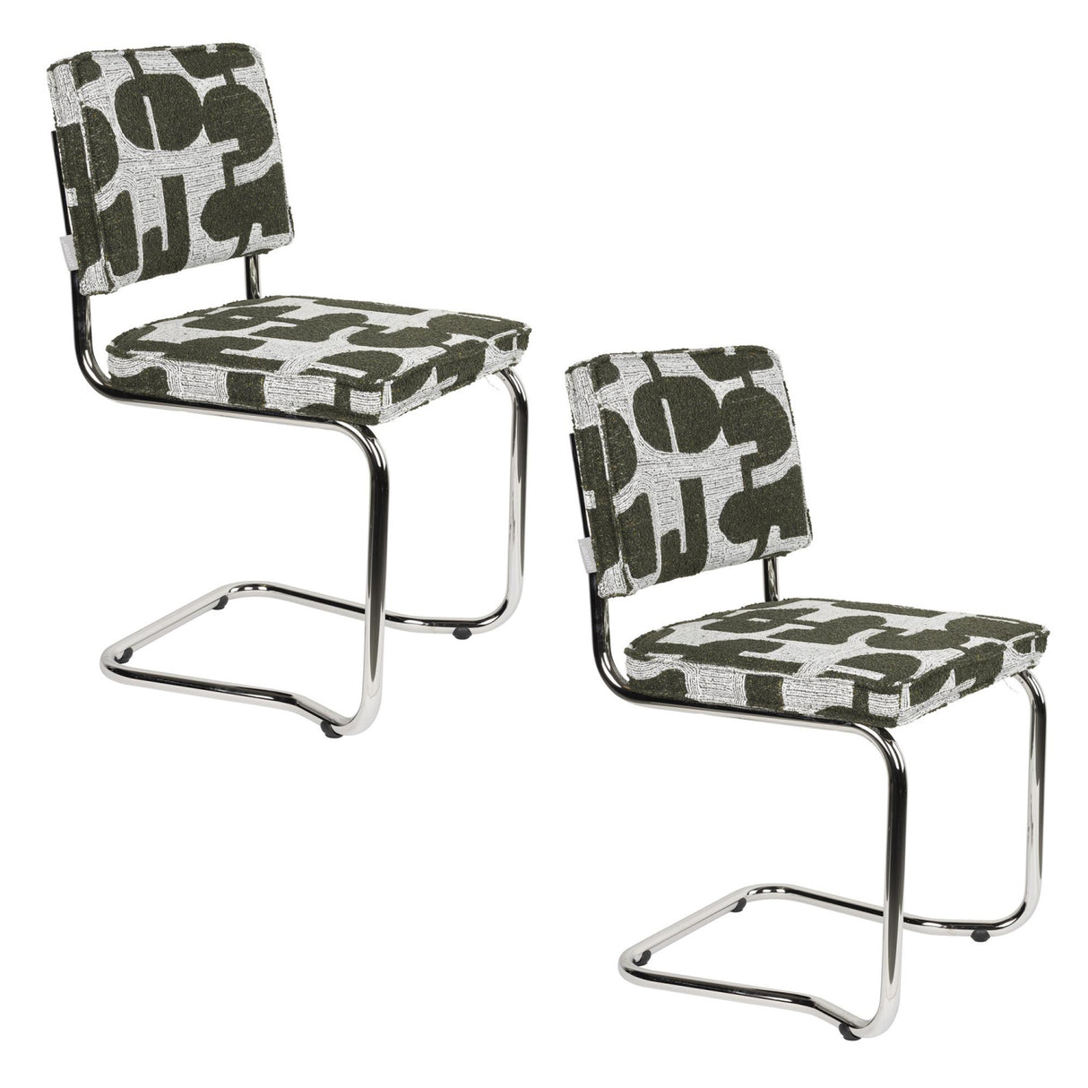 Modern European furniture - Patterned Fabric Cantilevered Dining Chairs (2) - www.oroa.com | Oroa.com