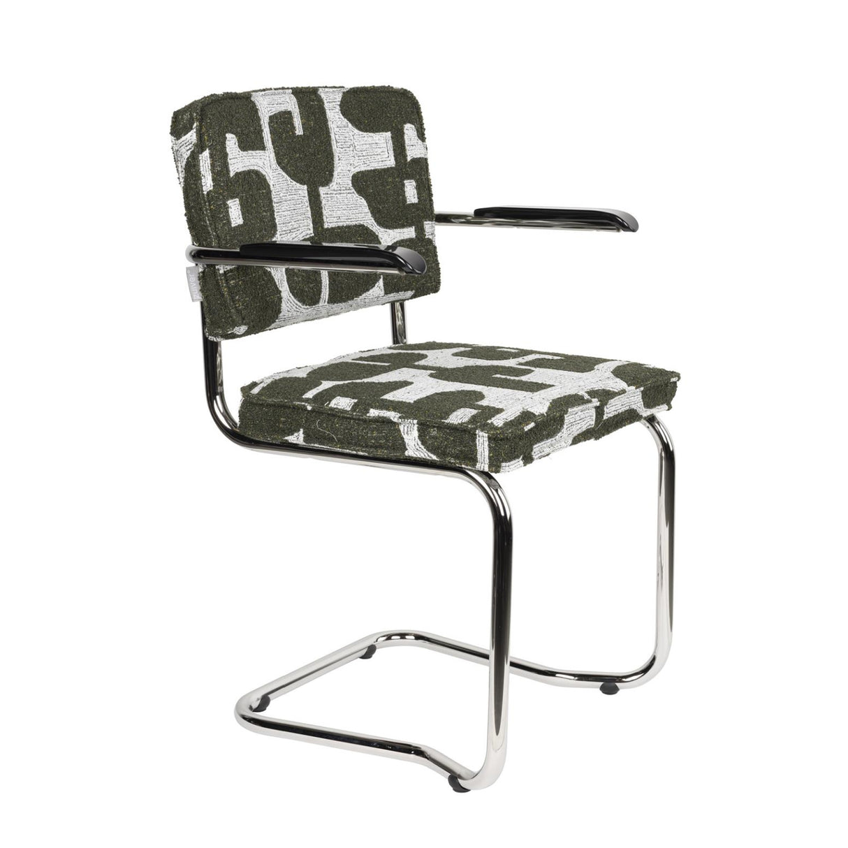 Modern European furniture - Patterned Fabric Cantilevered Dining Armchairs (2) - www.oroa.com | Oroa.com