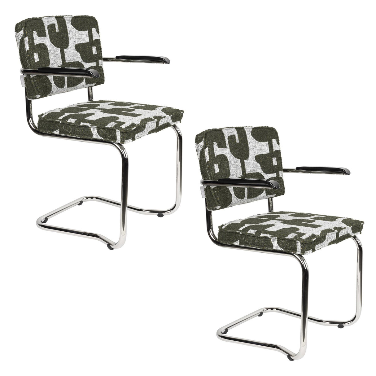Modern European furniture - Patterned Fabric Cantilevered Dining Armchairs (2) - www.oroa.com | Oroa.com