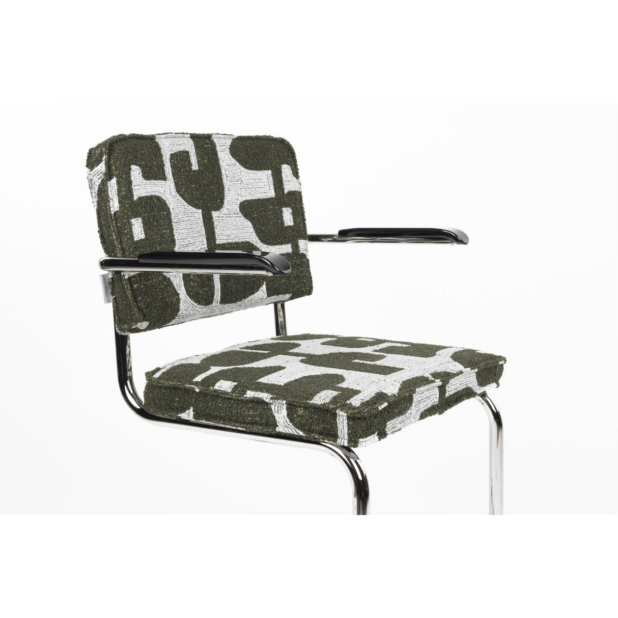 Modern European furniture - Patterned Fabric Cantilevered Dining Armchairs (2) - www.oroa.com | Oroa.com