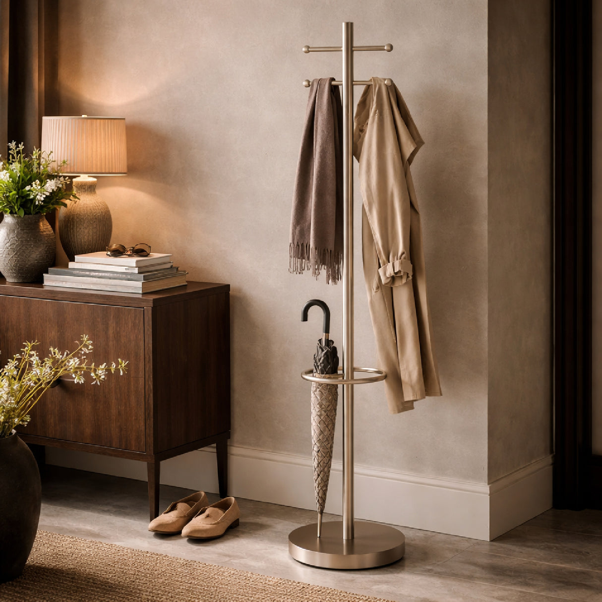 Modern European furniture - Brushed Chrome Coat Rack - www.oroa.com | Oroa.com