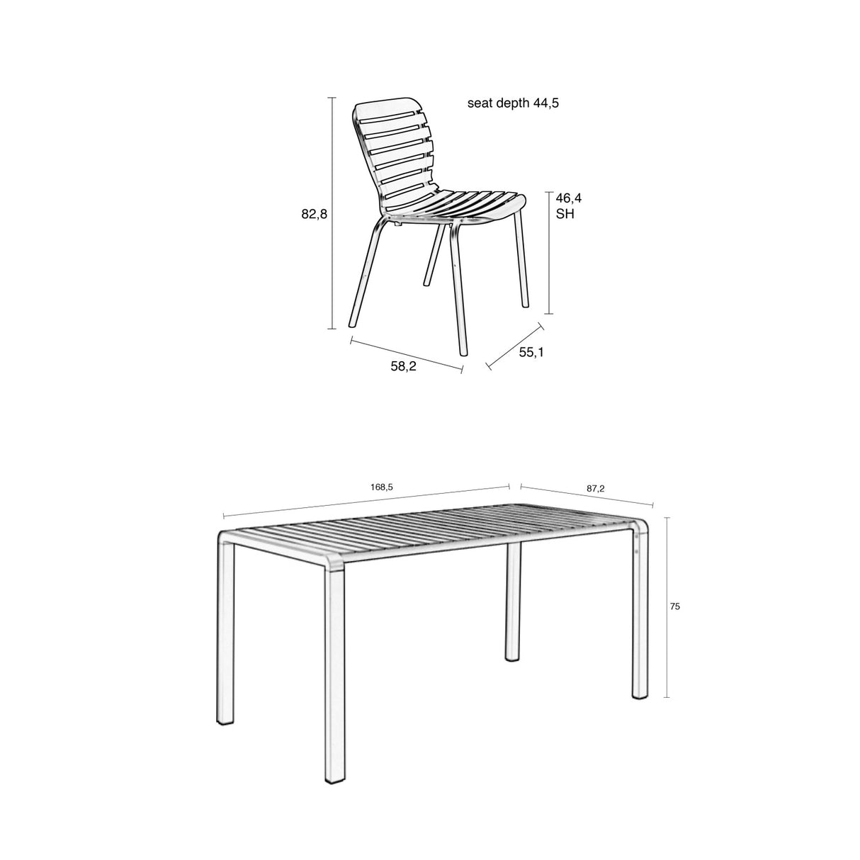 Modern European furniture - Aluminum Garden Table & Chair Set (2) - www.oroa.com | Oroa.com