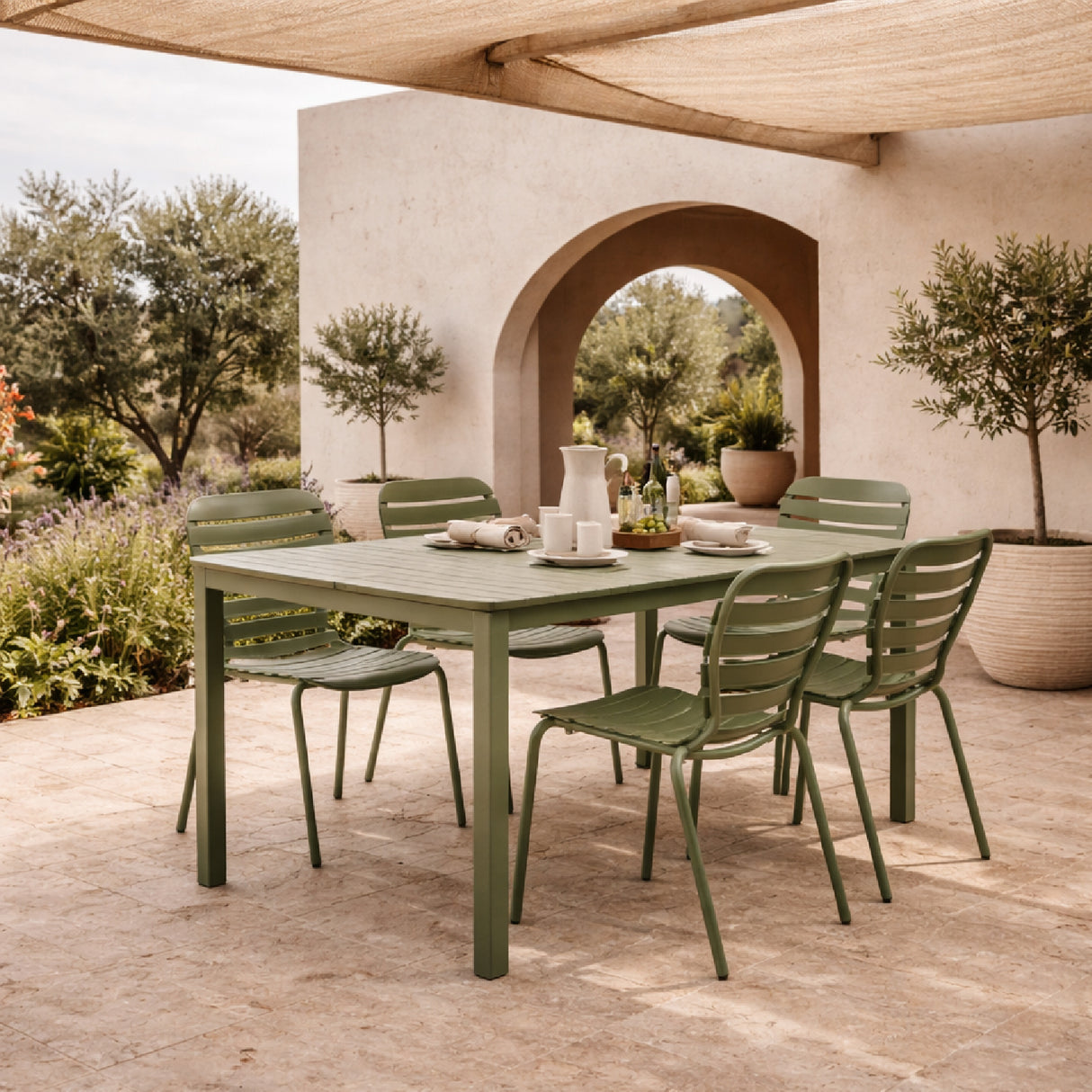 Modern European furniture - Aluminum Garden Table & Chair Set (2) - www.oroa.com | Oroa.com