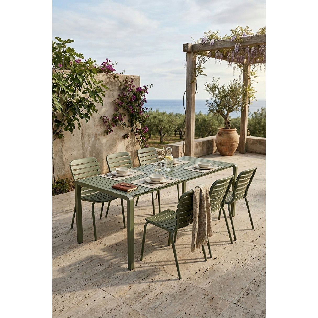 Modern European furniture - Aluminum Garden Table & Chair Set (6) - www.oroa.com | Oroa.com