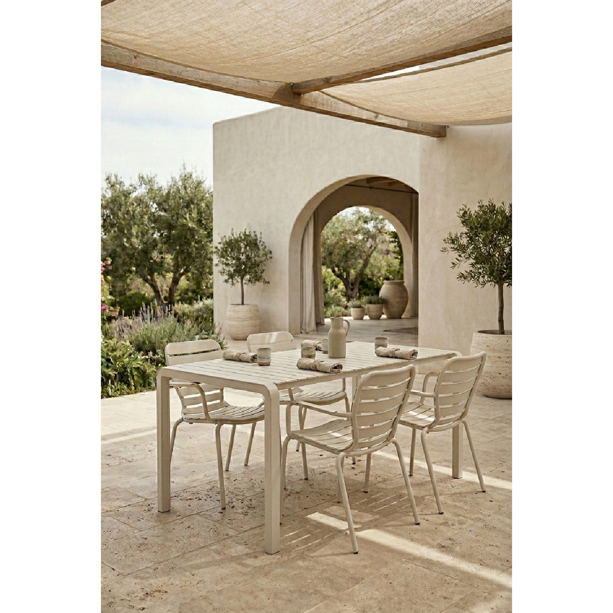 Modern European furniture - Aluminum Garden Table & Armchair Set (4) - www.oroa.com | Oroa.com