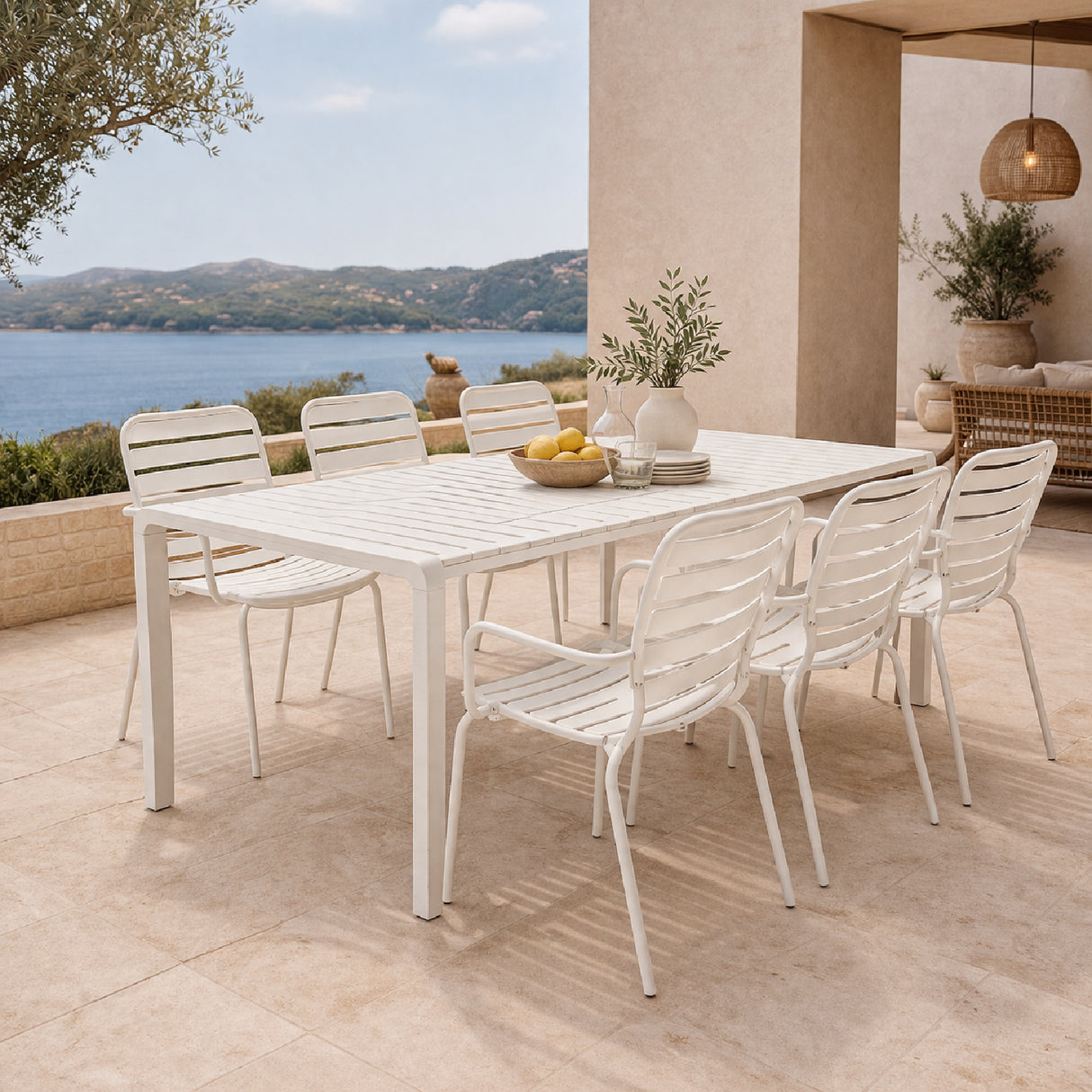 Modern European furniture - Aluminum Garden Table & Armchair Set (6) - www.oroa.com | Oroa.com