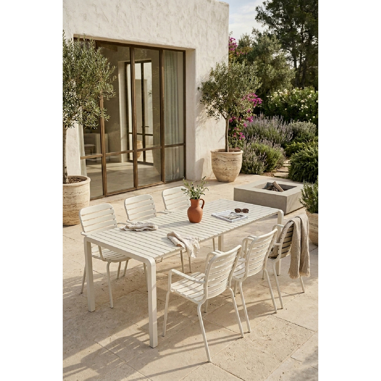 Modern European furniture - Aluminum Garden Table & Armchair Set (6) - www.oroa.com | Oroa.com