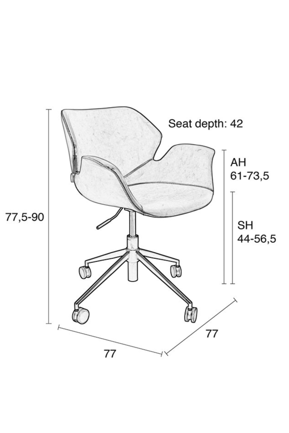 Leather Swivel Office Chair | Zuiver Nikki | Oroa.com