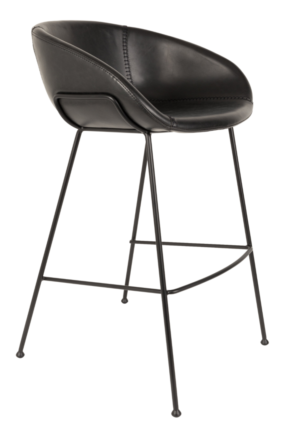 Baseball-Stitched Leather Bar Stools (2) | Zuiver Feston | Oroa.com