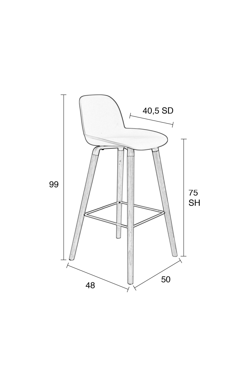 Contemporary Molded Barstools (2) | Zuiver Albert | OROA.com