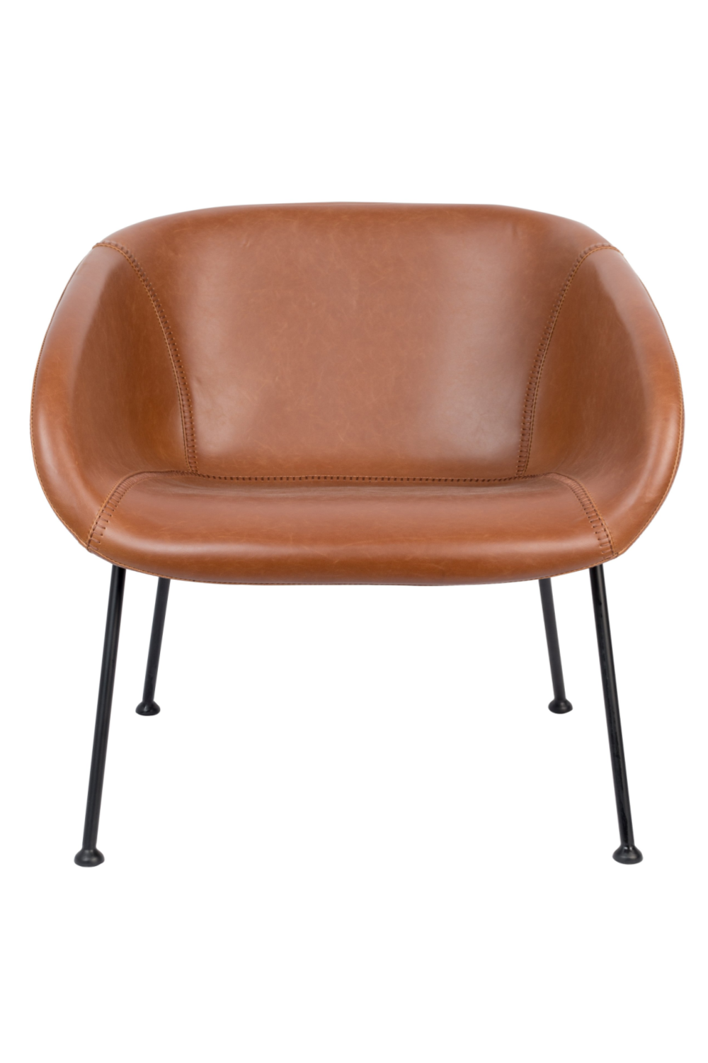 Baseball-Stitched Leather Lounge Chair | Zuiver Feston | Oroa.com