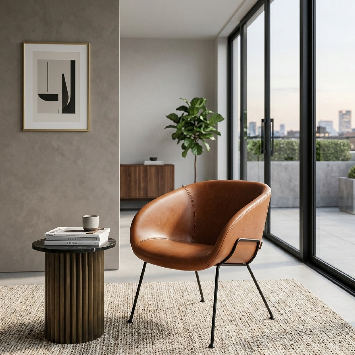 Baseball-Stitched Leather Lounge Chair | Oroa.com