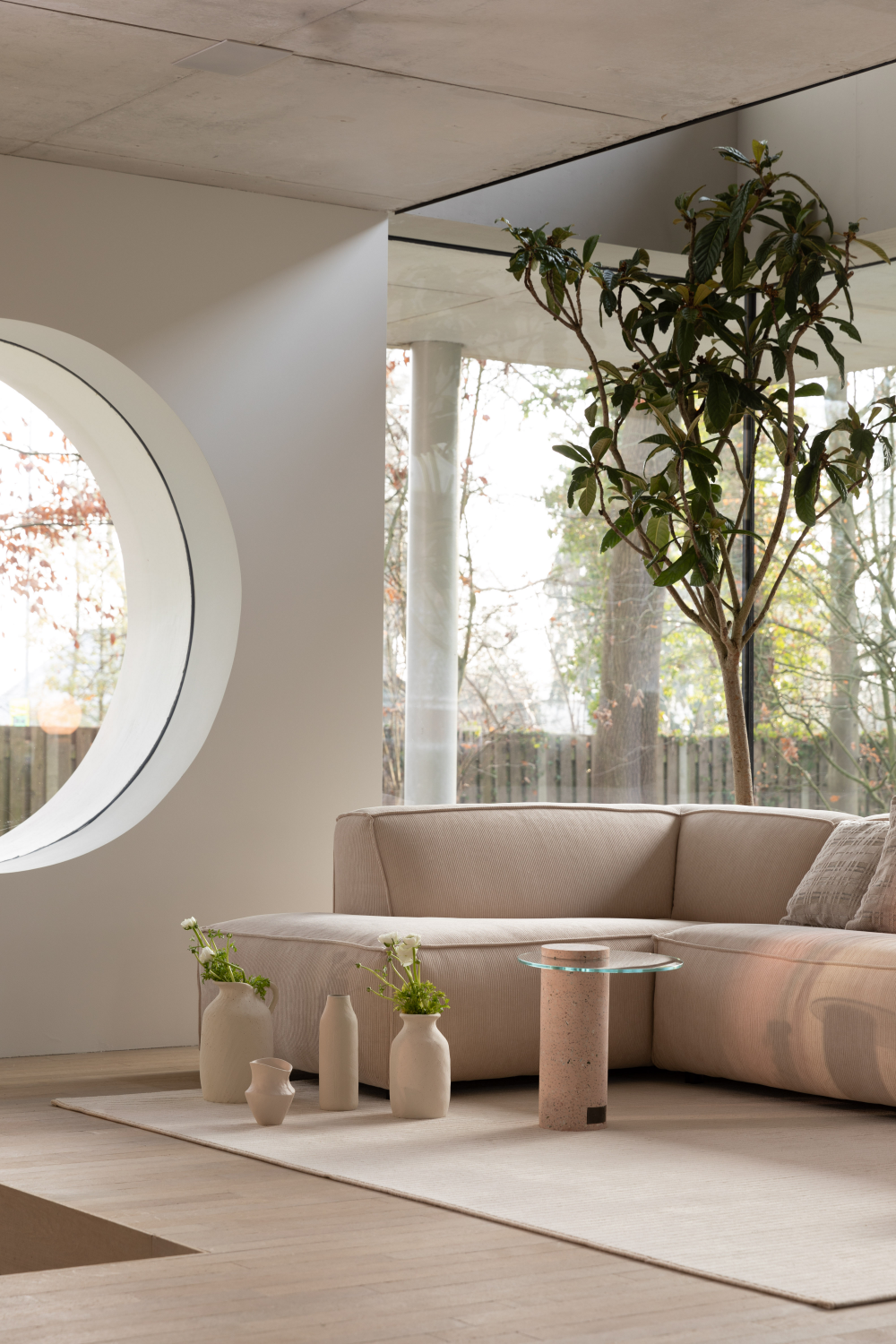 Cream Ribcord Sectional Sofa | Zuiver Fat Freddy | OROA.com