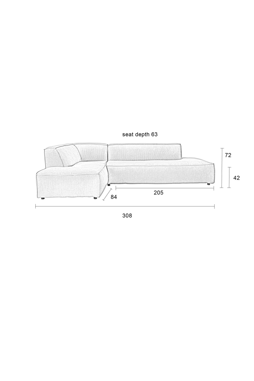 Brown Ribcord Sectional Sofa | Zuiver Fat Freddy | OROA.com