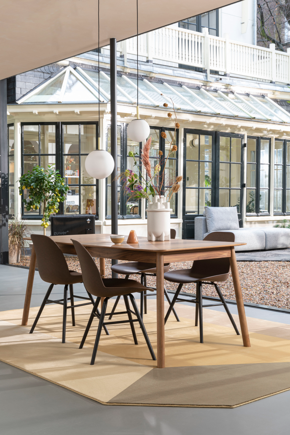 Brown Geometrical Modern Carpet | Zuiver Harmony | OROA.com