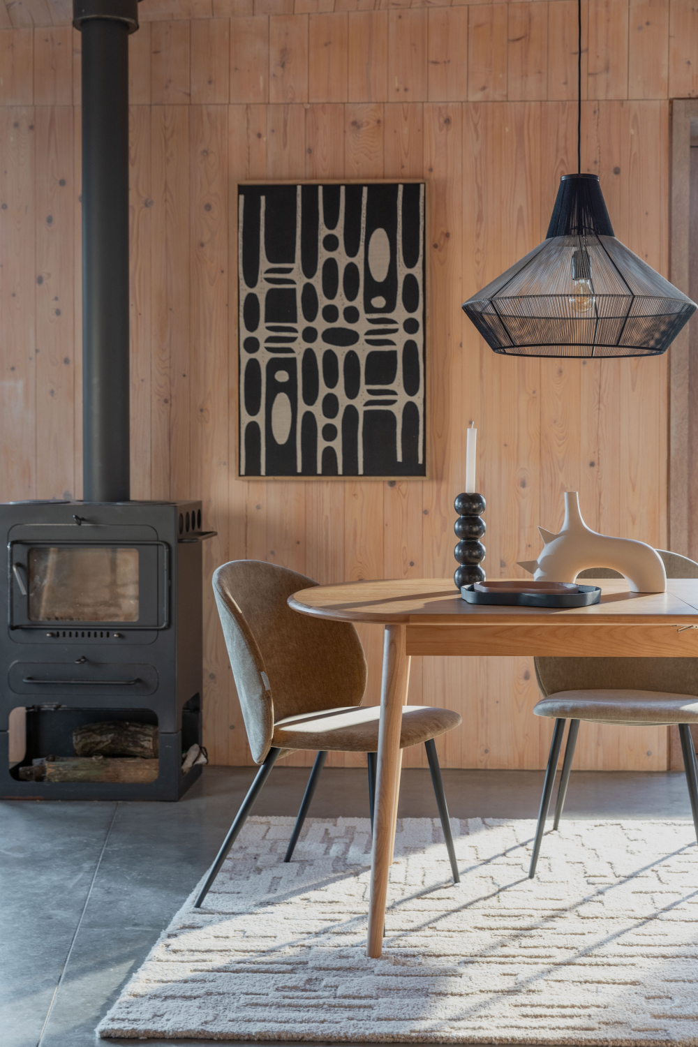 Beige Wool Patterned Carpet | Zuiver Hills | OROA.com