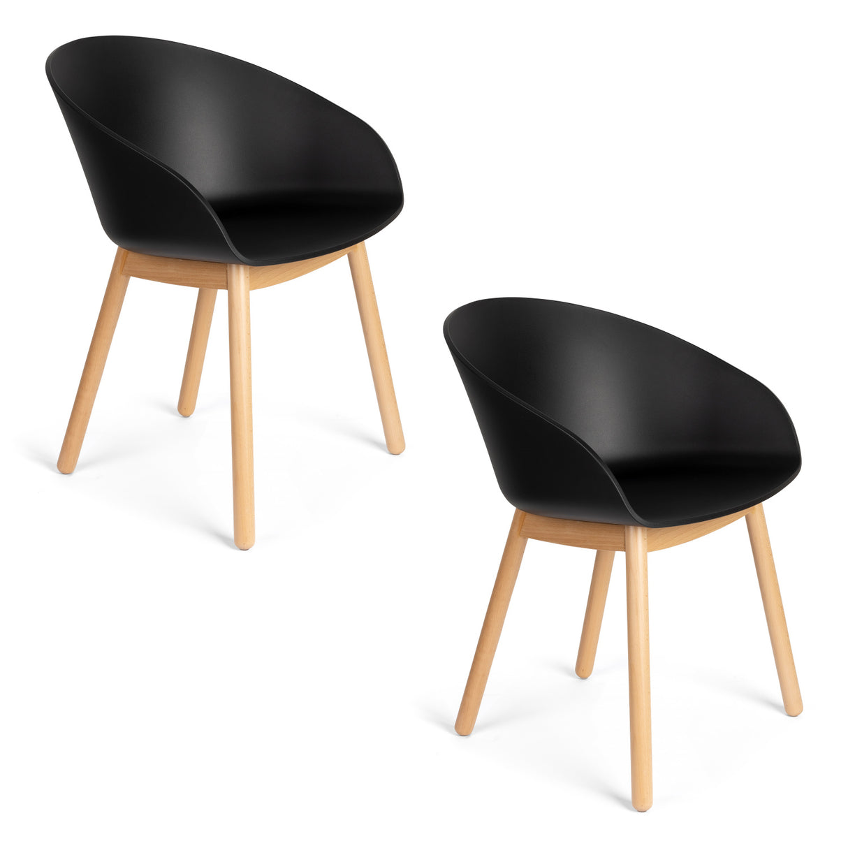 Modern European furniture - Oak Legged Molded Dining Armchairs (2) - www.oroa.com | Oroa.com