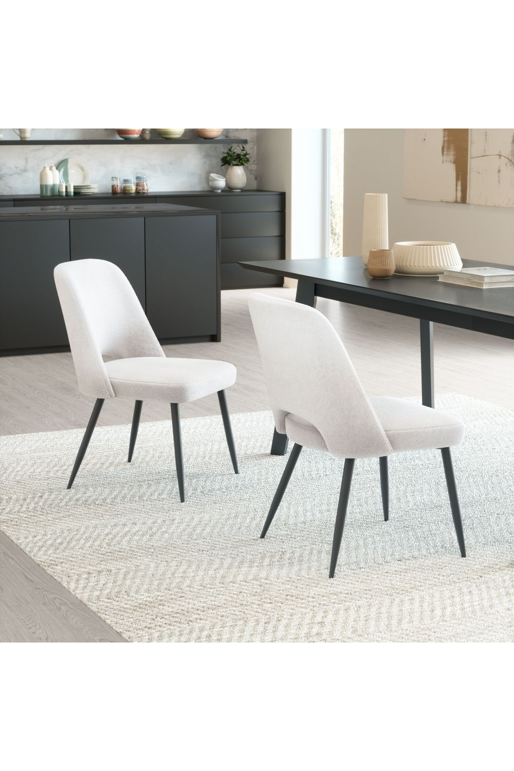 White Shearling Dining Chairs (2) | OROA Modern Teddy | Oroa.com