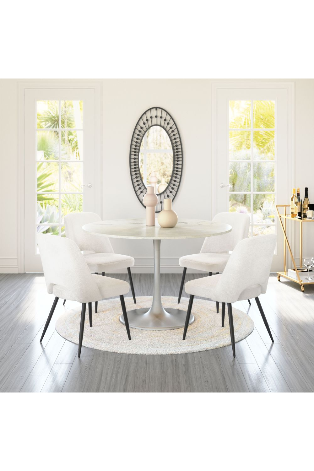 White Shearling Dining Chairs (2) | OROA Modern Teddy | Oroa.com